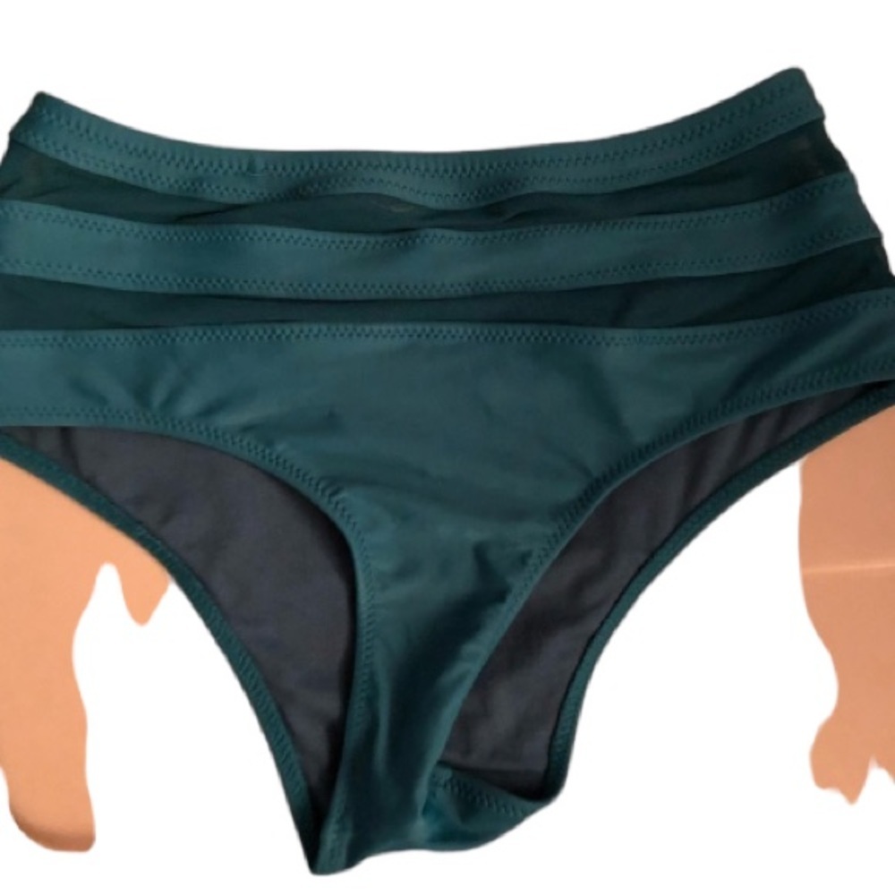Xhilaration size 8 Teal green high rise bikini bottom high cut leg